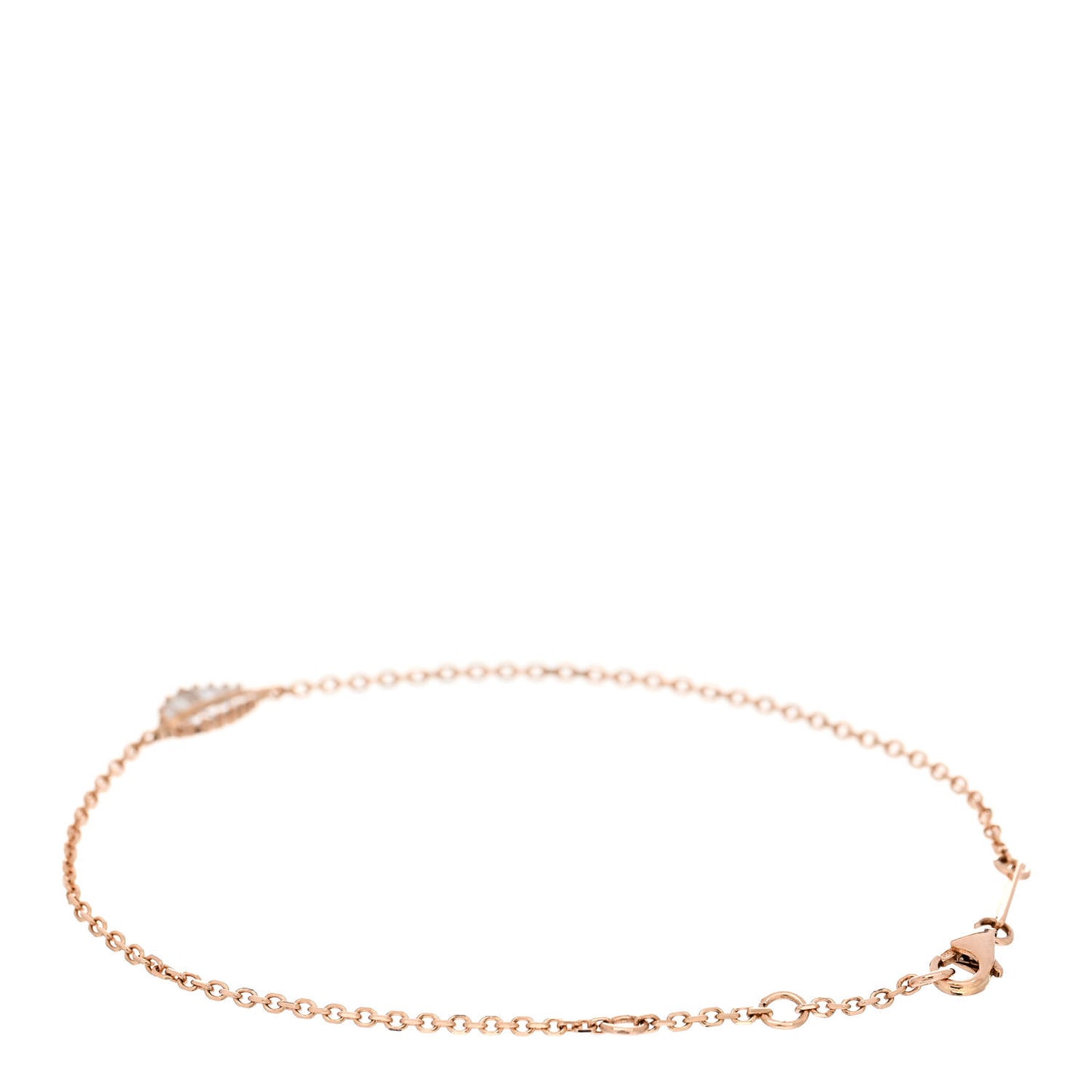 18K Rose Gold Diamond Small Palm Leaf Chain Bracelet