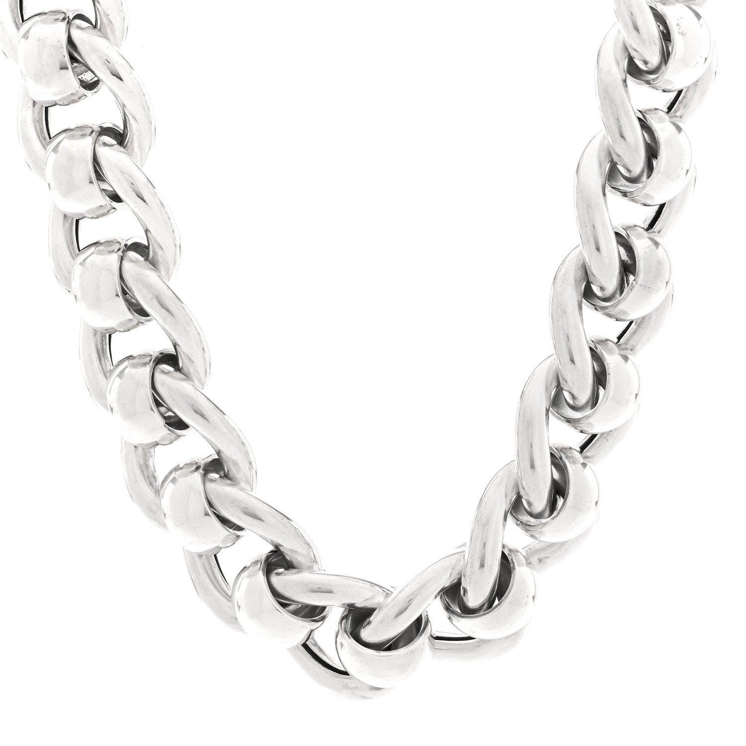 Bottega Veneta Sterling Silver Link Necklace 1735539 – FASHIONPHILE