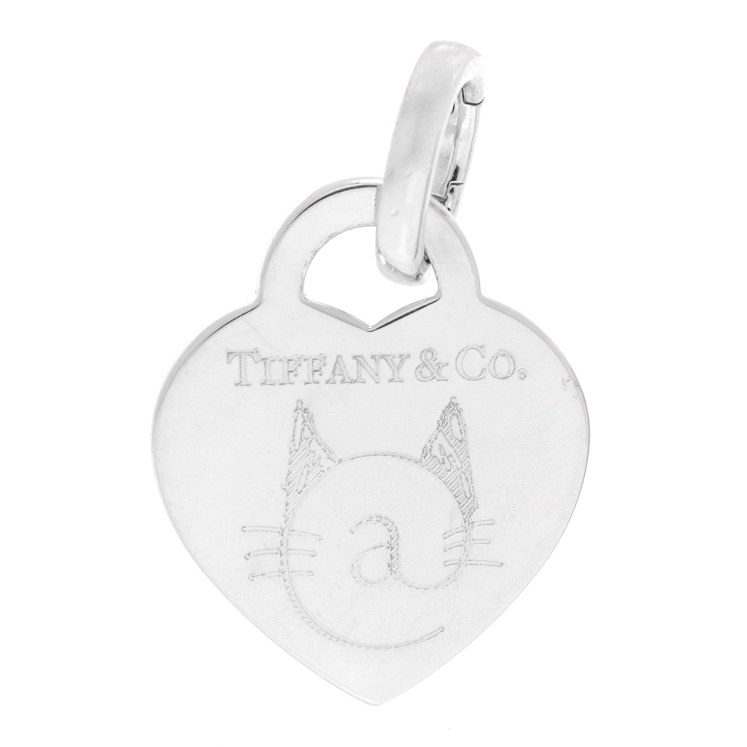Tiffany Sterling Silver Cat Street Heart Charm 1 of 3