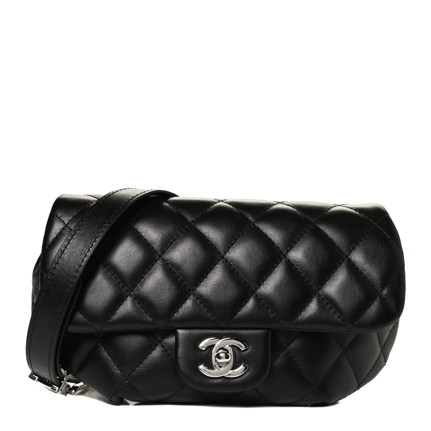 Chanel Calfskin Quilted CC Uniform Flap Belt Bag Black 1 of 15