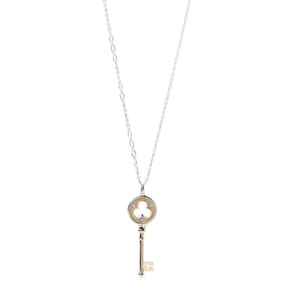 Tiffany 18K Yellow Gold Diamond Clover Key Pendant Necklace 1 of 6