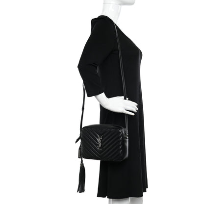 Saint Laurent Calfskin Matelasse Monogram Lou Camera Bag Black 2 of 13