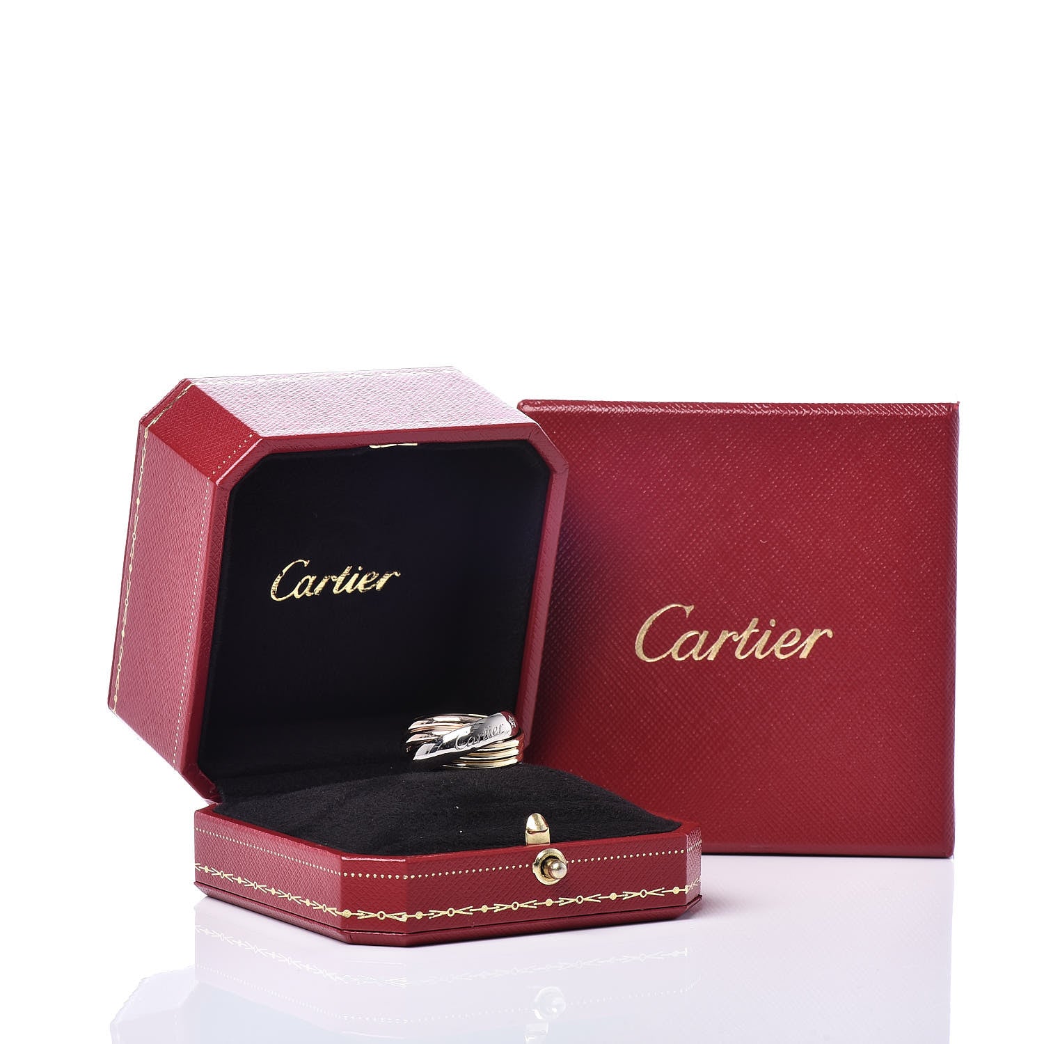 Cartier 18K Pink Yellow White Gold Diamond Trinity 6 Band Ring 51 5.75 5 of 5