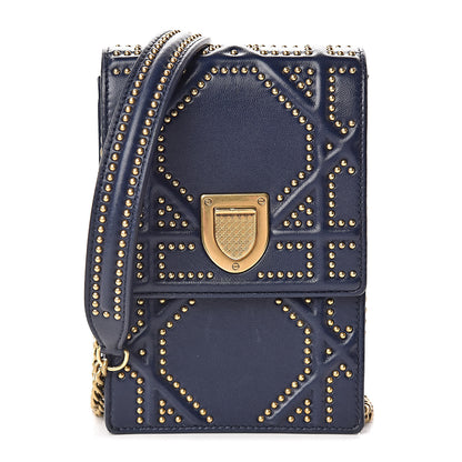 Christian Dior Lambskin Studded Vertical Diorama Indigo 1 of 10