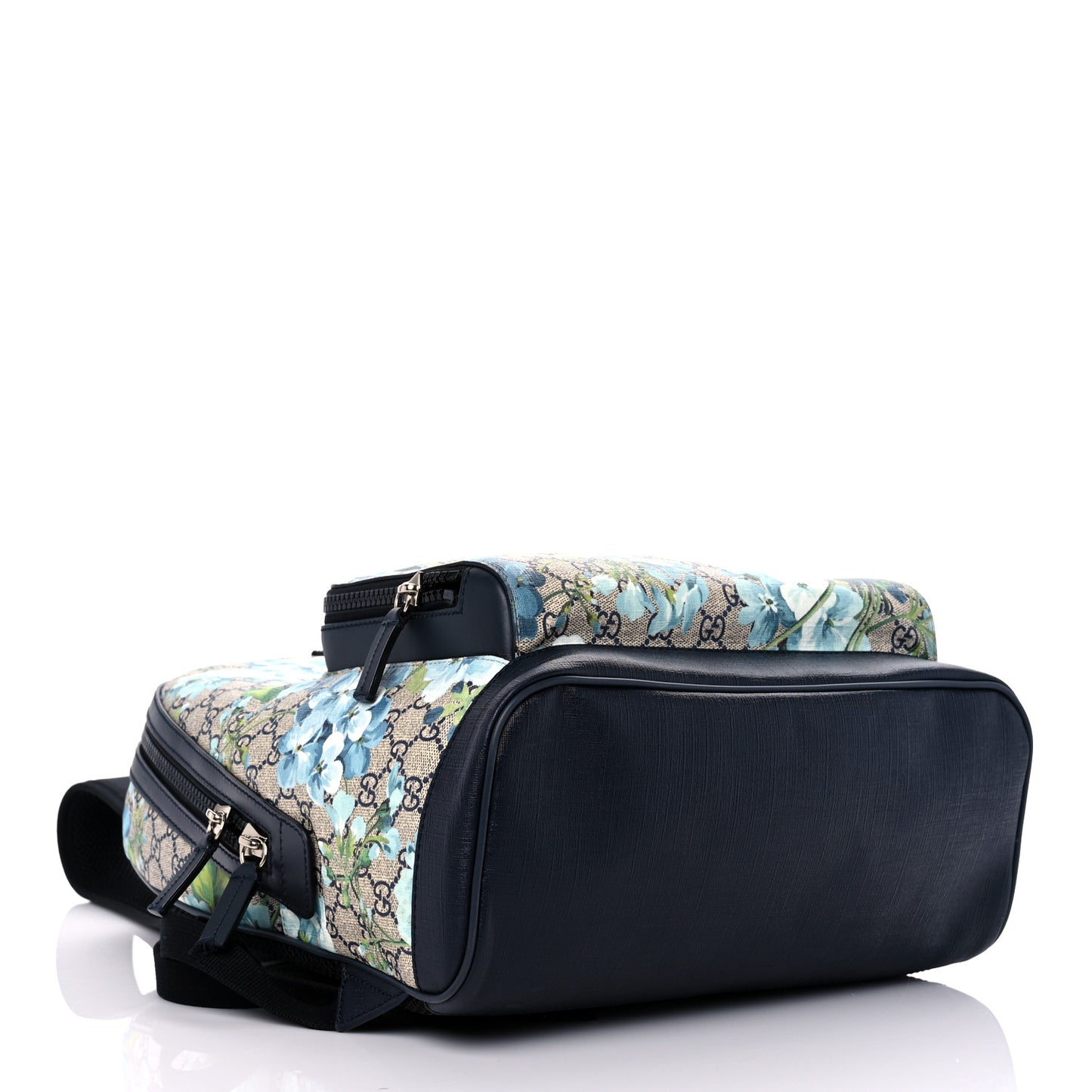 GG Supreme Monogram Blooms Medium Day Backpack Beige Blue Navy