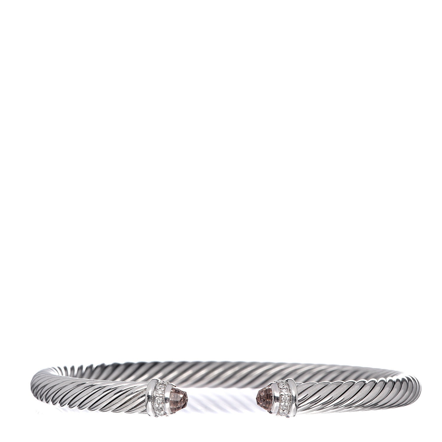 David Yurman Sterling Silver Diamond Morganite 5mm Cable Classics Bracelet 1 of 4