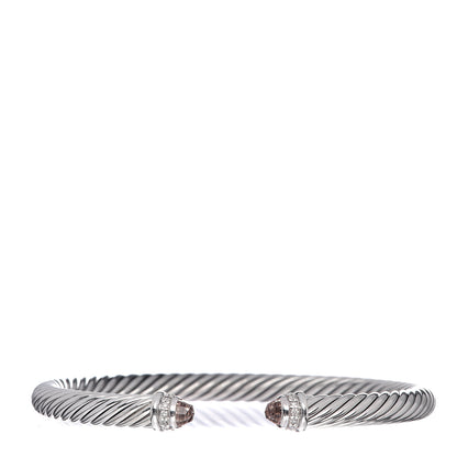 David Yurman Sterling Silver Diamond Morganite 5mm Cable Classics Bracelet 1 of 4