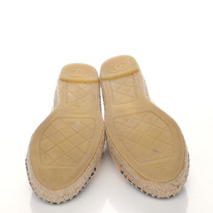 Chanel Lambskin CC Espadrilles 38 Beige Black 6 of 10