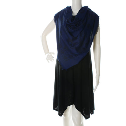 Alexander McQueen Cotton Viscose Skull Shawl Blue 2 of 5