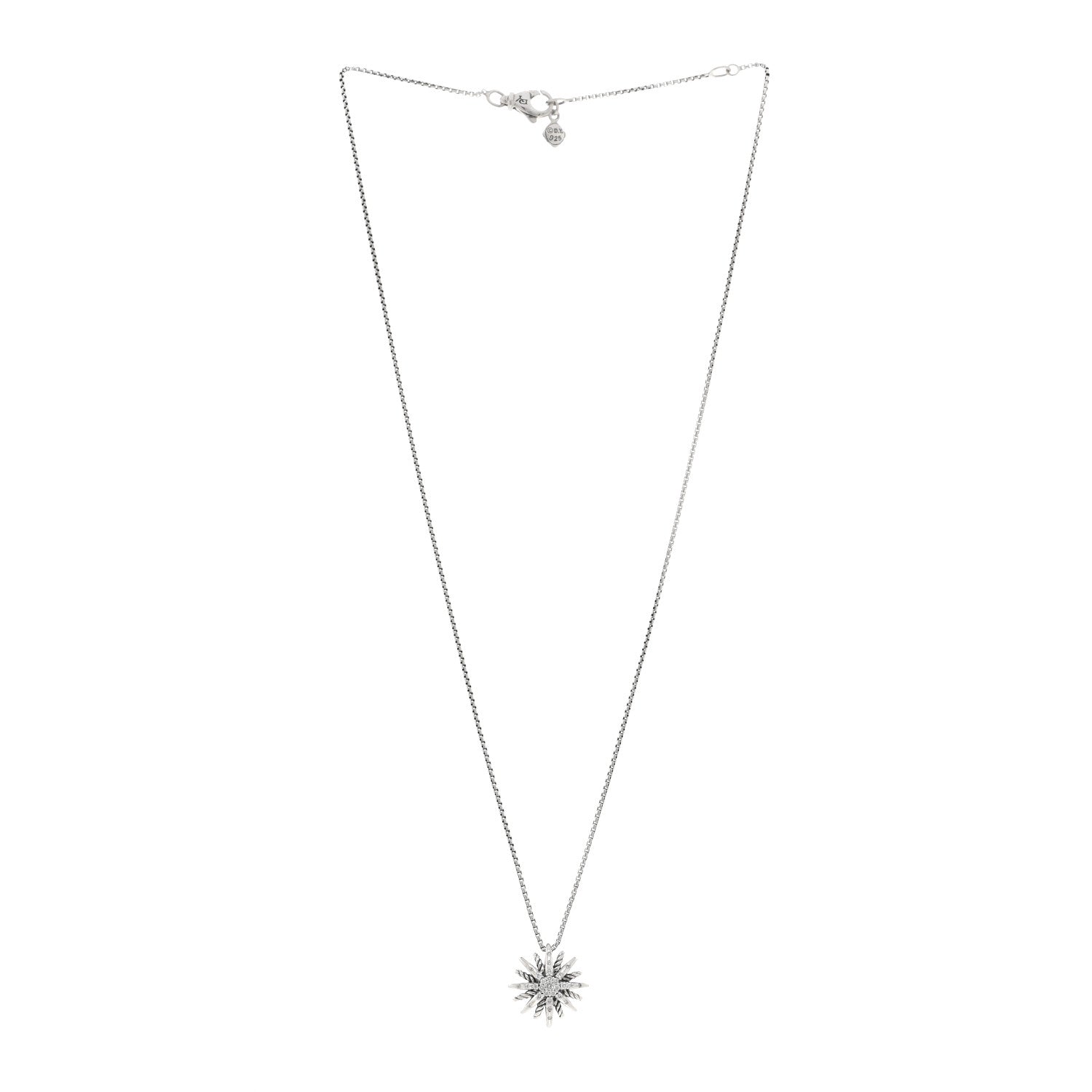 David Yurman Sterling Silver Diamond 16mm Starburst Pendant Necklace 3 of 4