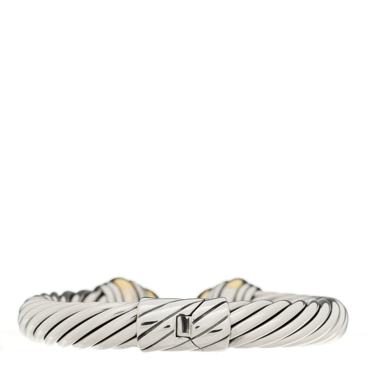 David Yurman Sterling Silver 14K Yellow Gold 10mm Cable Classics Hinged Bracelet 2 of 4