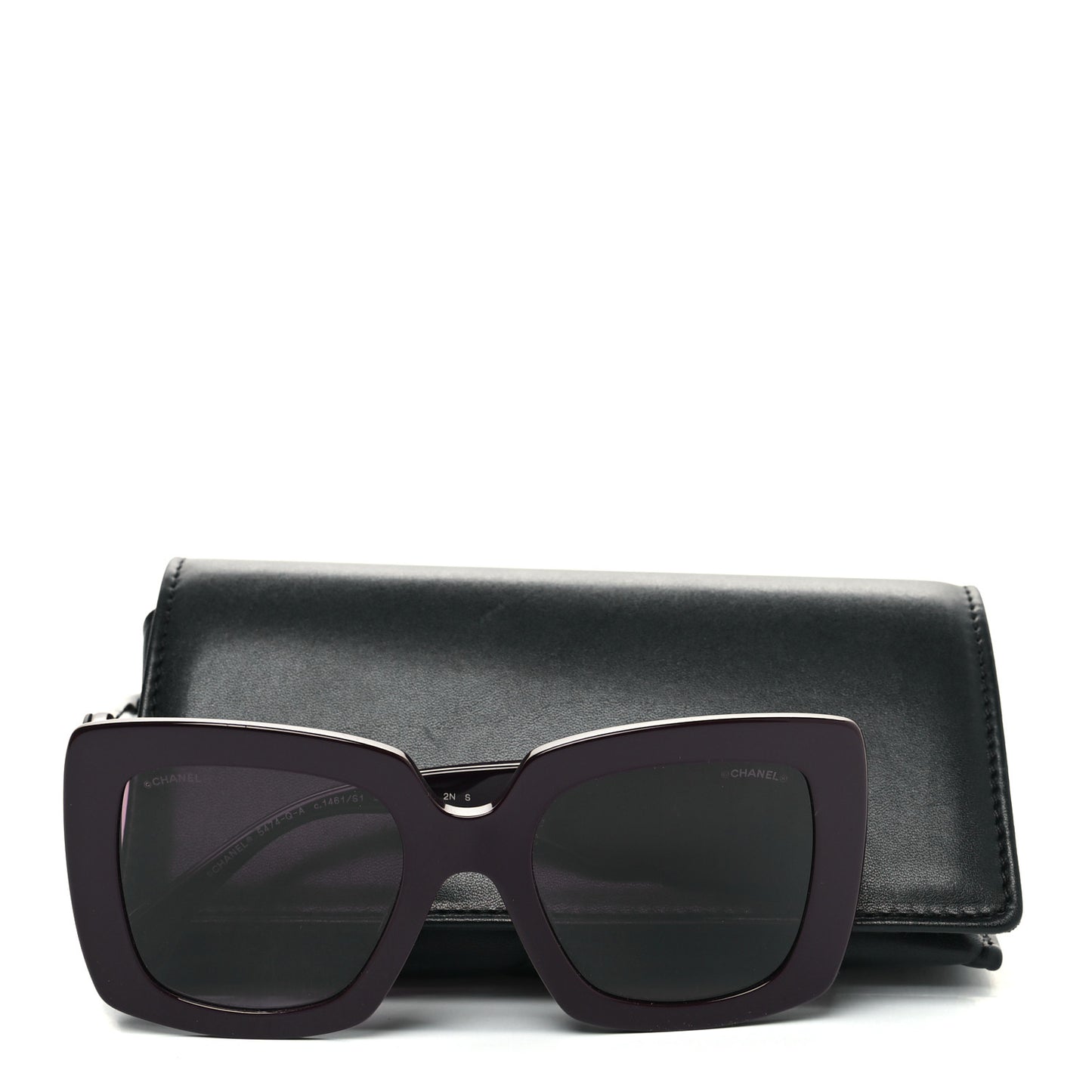 Acetate Calfskin Square Sunglasses 5474-Q-A Burgundy