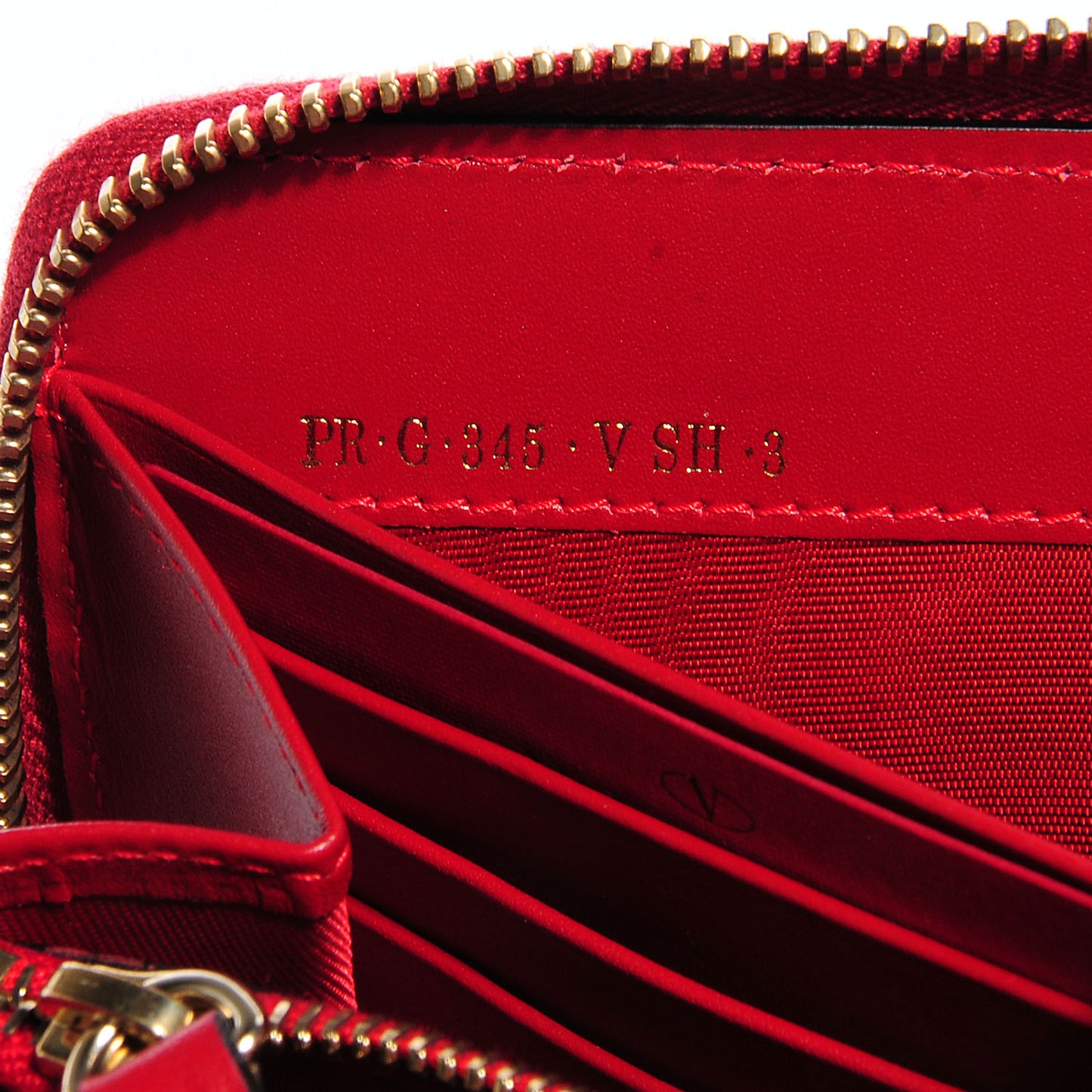 Grained Calfskin Rockstud Zip Around Wallet Scarlet