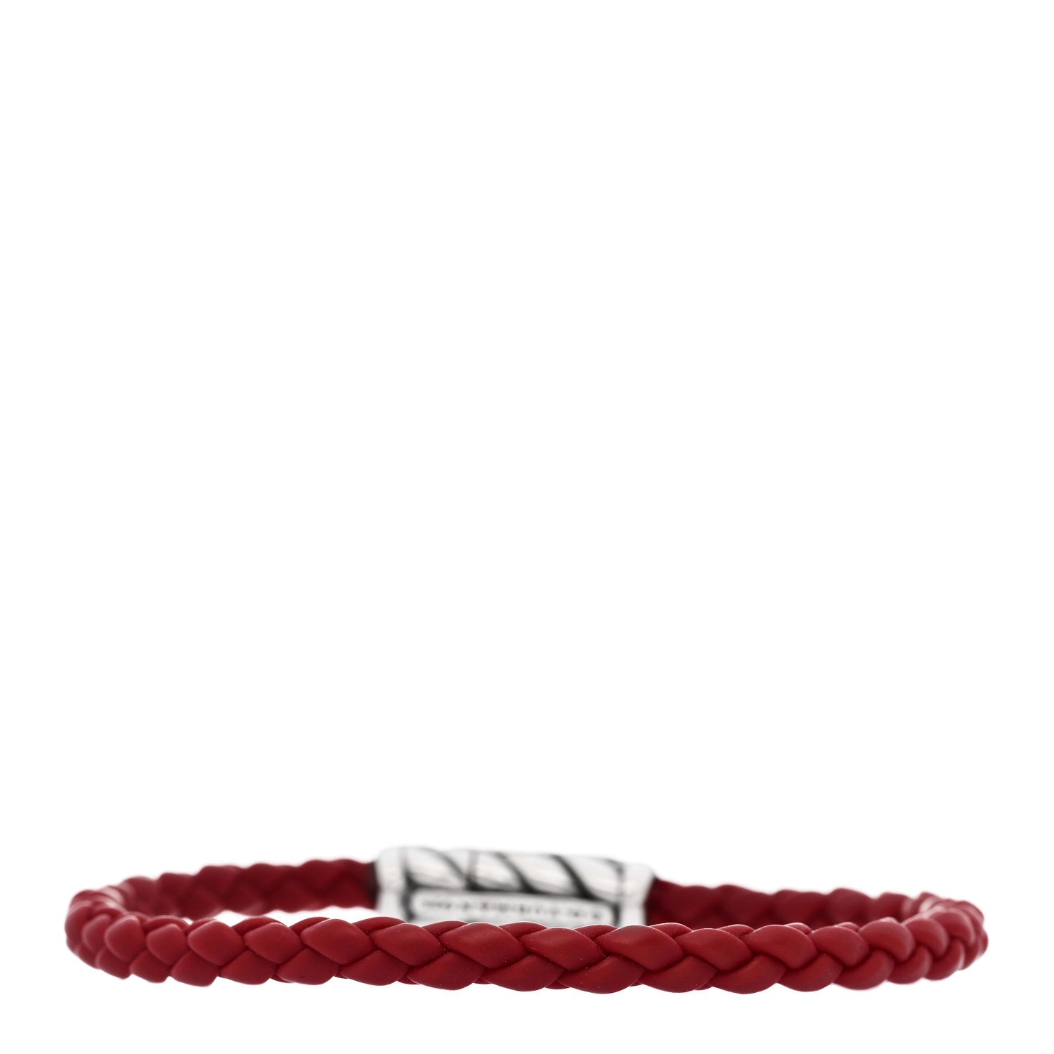 David Yurman Sterling Silver Rubber Chevron Bracelet Red 3 of 4