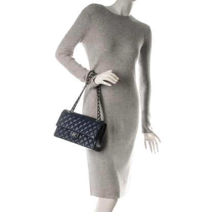 Chanel Lambskin Quilted Medium Double Flap Navy 2 of 8