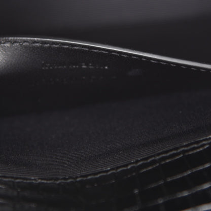 Saint Laurent Calfskin Crocodile Embossed Medium Classic Monogram Kate Tassel Satchel Black 7 of 8