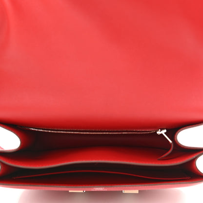 Hermes Swift Toile H Berline Constance 24 Rouge Piment Ecru 5 of 11