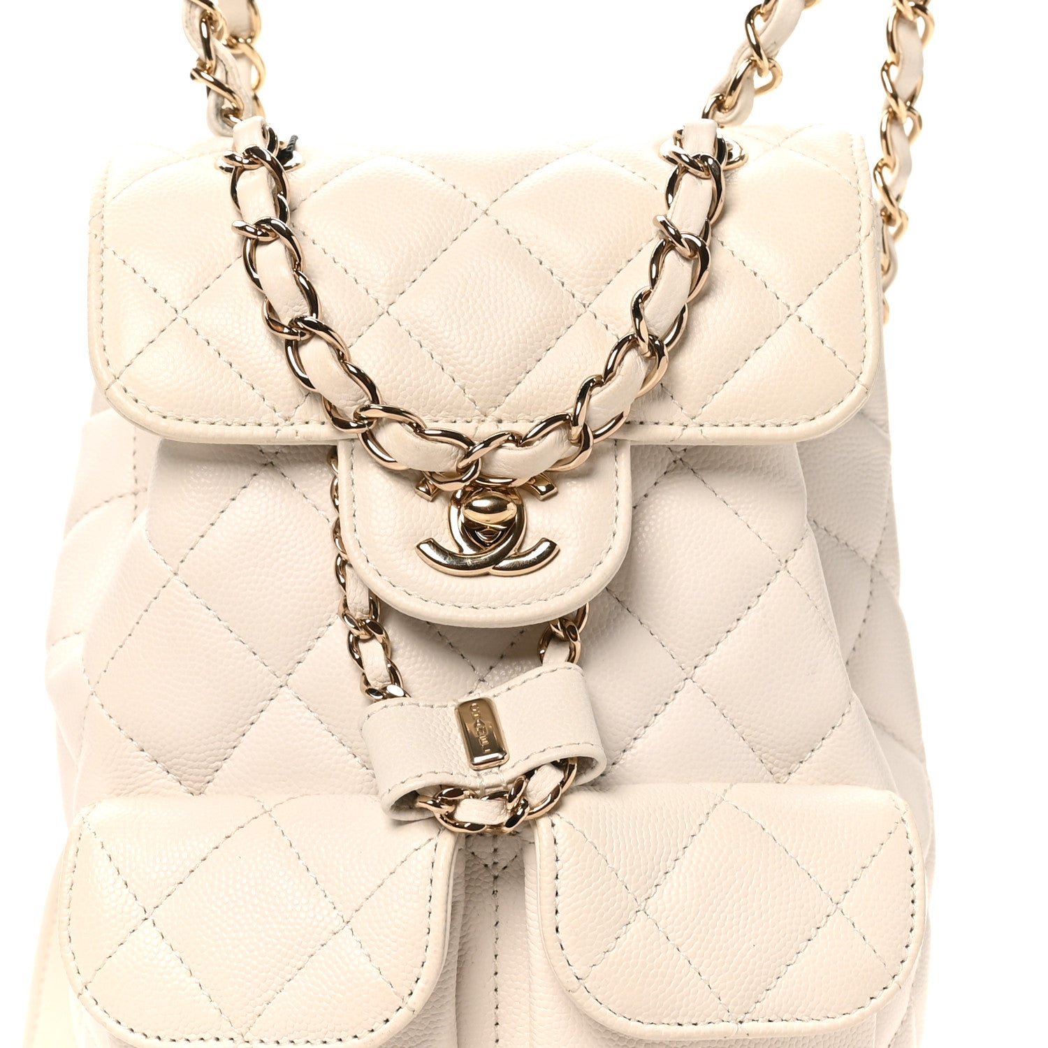 Chanel Caviar Quilted Pockets Backpack White 8 of 10