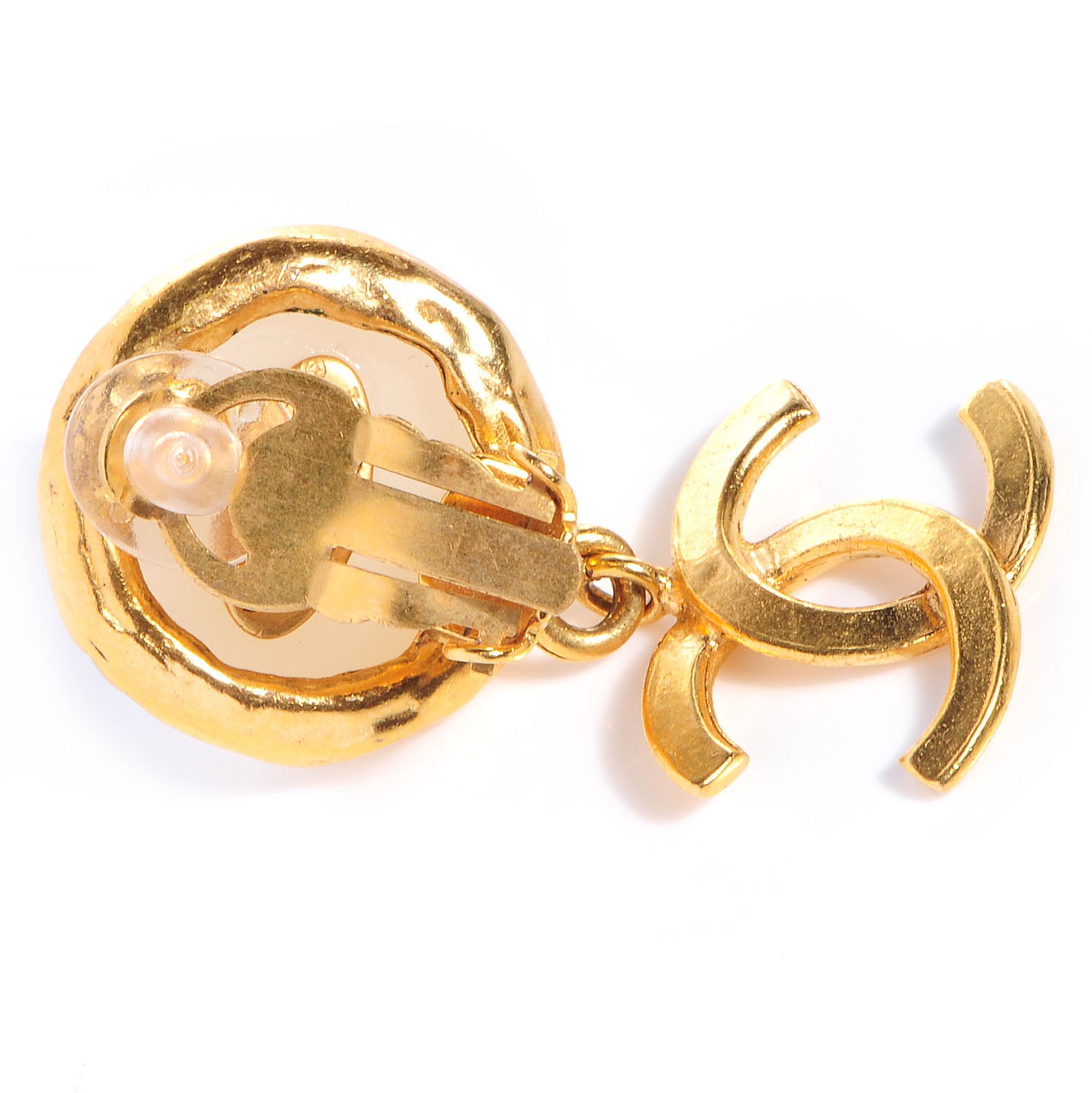 Chanel Pearl CC Dangle Clip On Earrings 3 of 5
