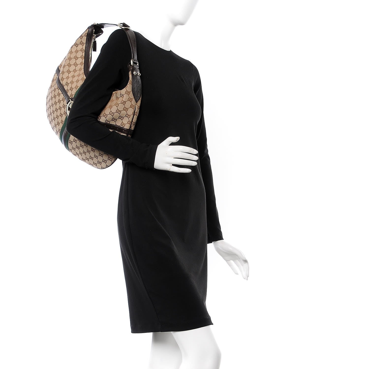 Gucci Monogram Web GG Reins Hobo Brown 2 of 8