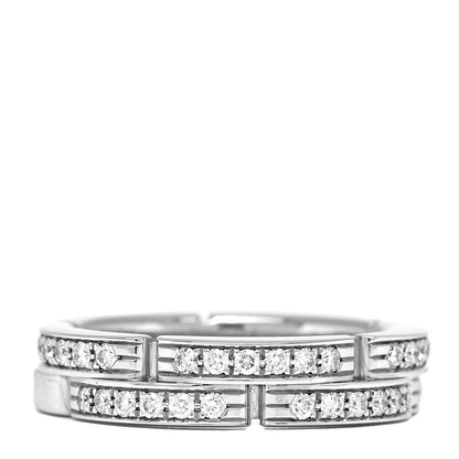Cartier 18K White Gold Diamond Maillon Panthere 2 Half Rows Paved Band Ring 46 3.75 1 of 5