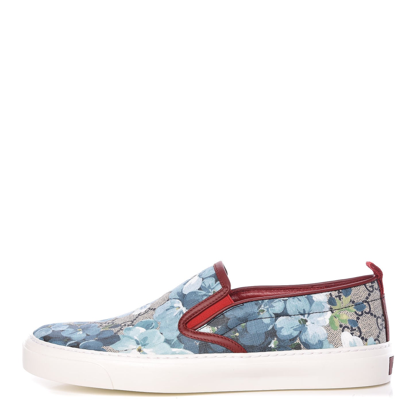 GG Supreme Monogram Blooms Womens Slip On Sneakers 40.5 Beige Blue Navy Red