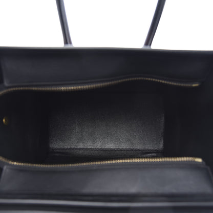 Celine Smooth Calfskin Tweed Micro Luggage Black Scarlet 5 of 12