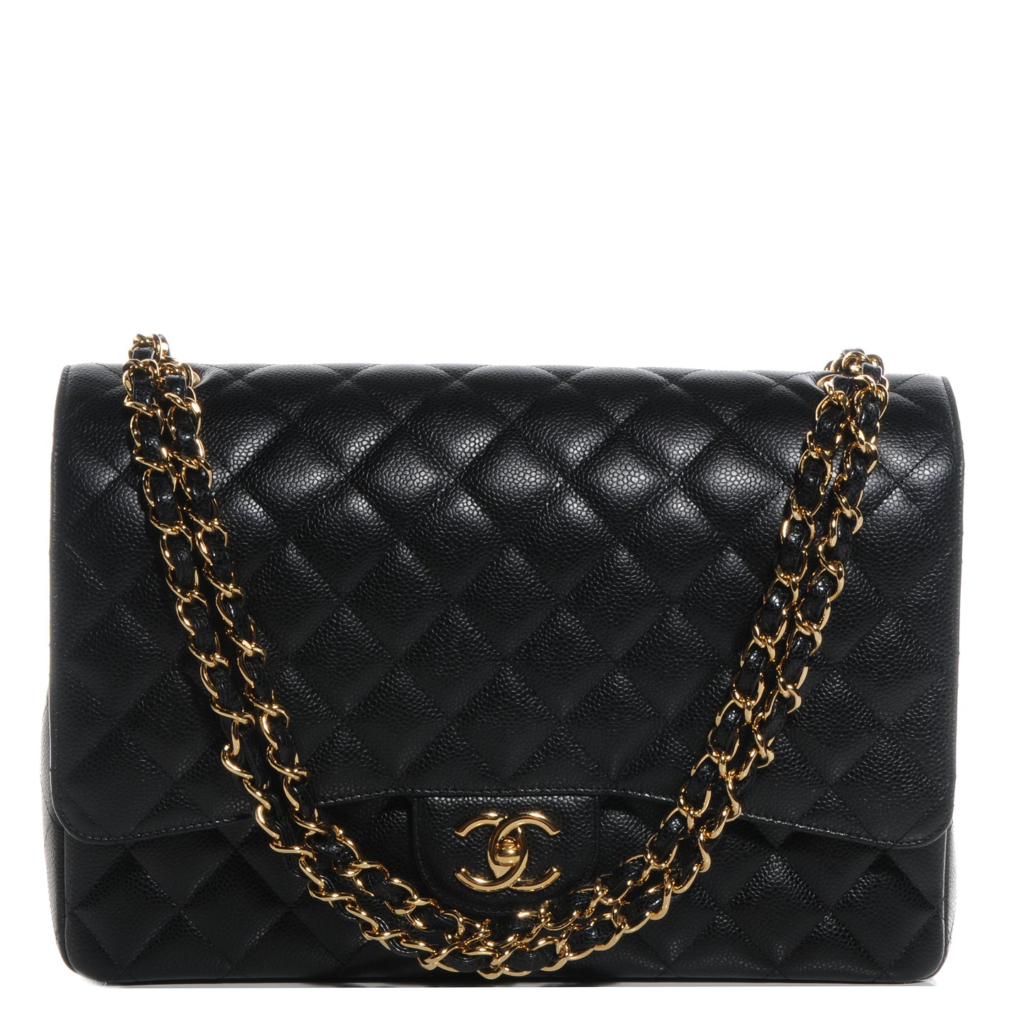 Caviar Quilted Maxi Double Flap Black
