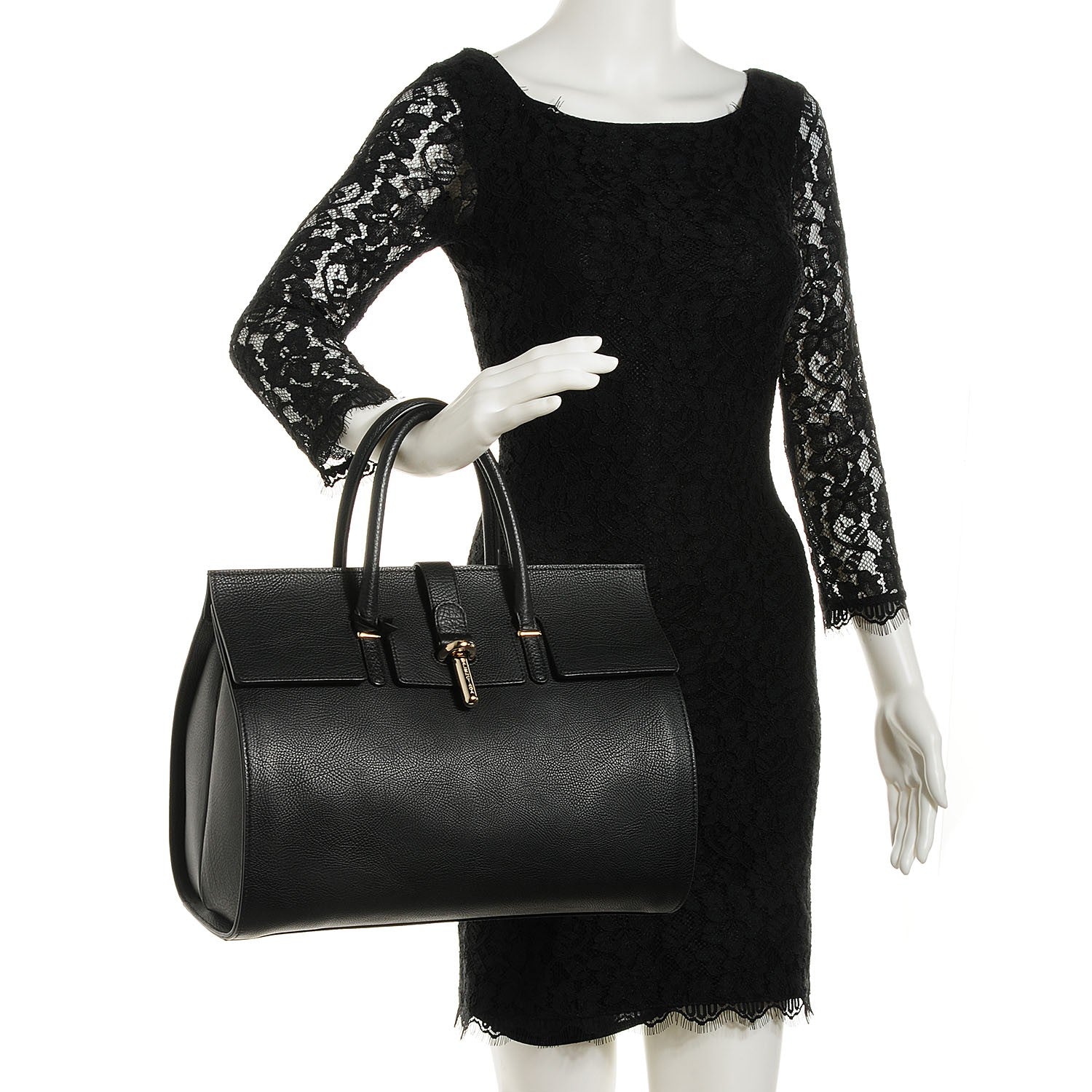 Balenciaga Grained Calfskin M Tube Round Tote Black 2 of 9