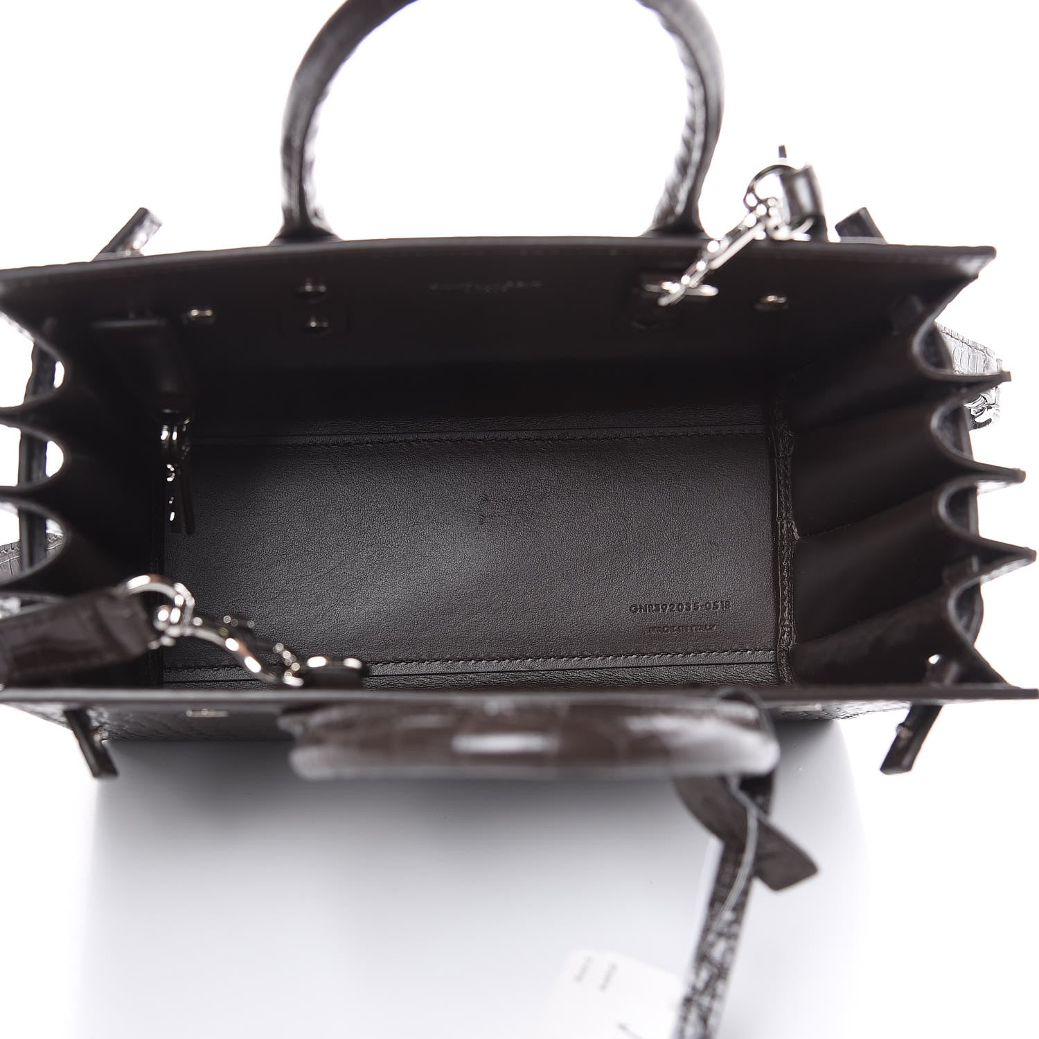 Saint Laurent Calfskin Crocodile Embossed Nano Sac De Jour Dark Brown 5 of 10