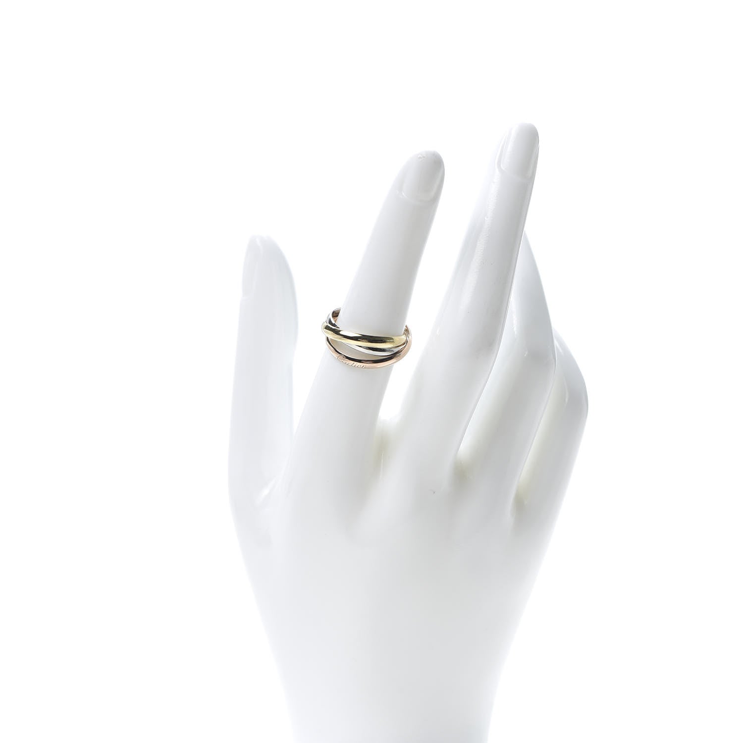 Cartier 18K Pink Yellow White Gold Small Trinity Ring 53 6.25 2 of 7