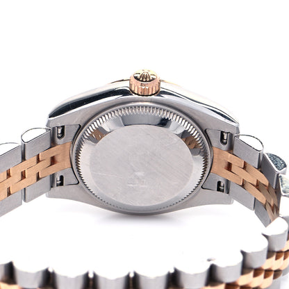 Rolex Stainless Steel 18K Everose Gold 26mm Oyster Perpetual Datejust Watch Black Roman 179171 4 of 4