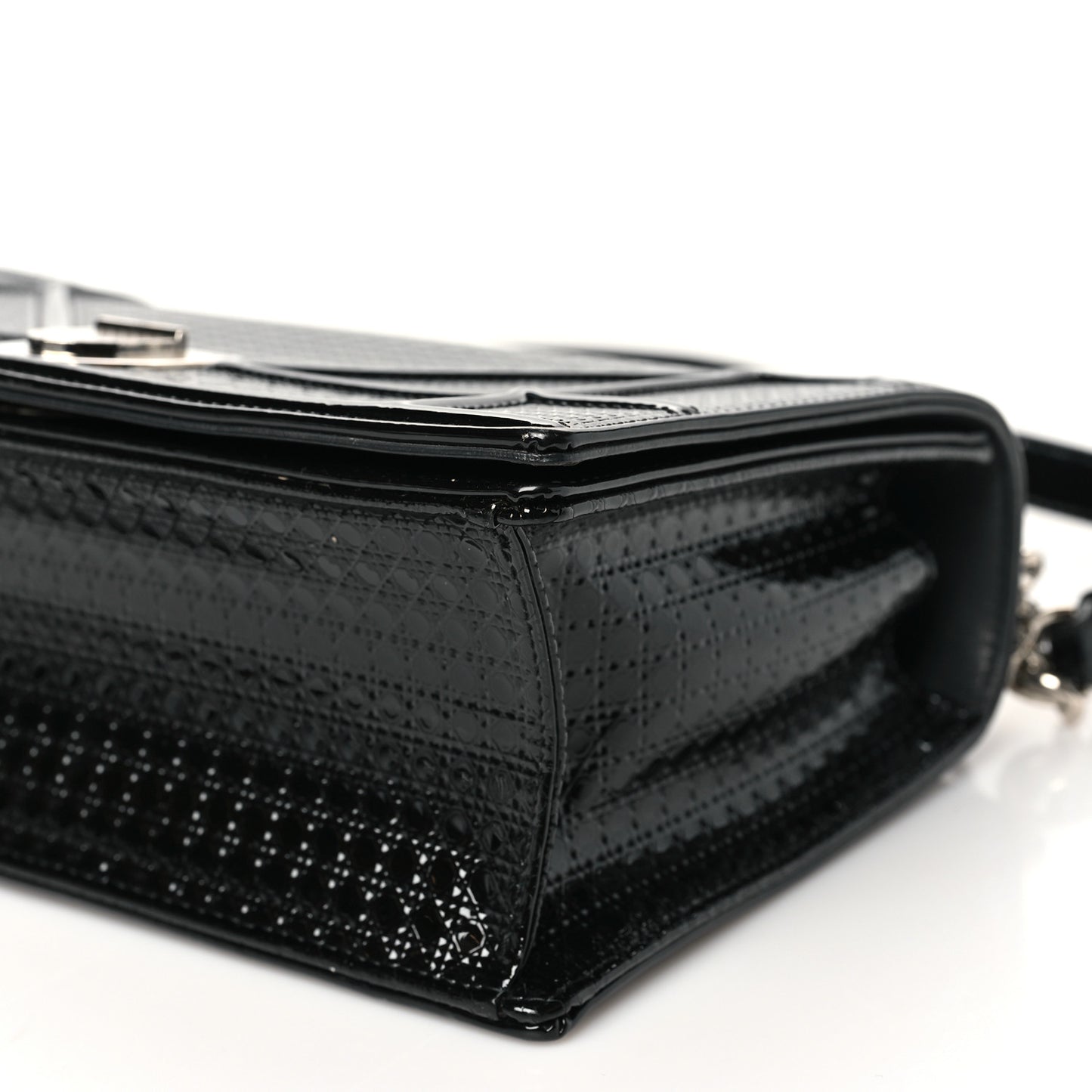 Patent Micro-Cannage Medium Diorama Flap Bag Onyx Black