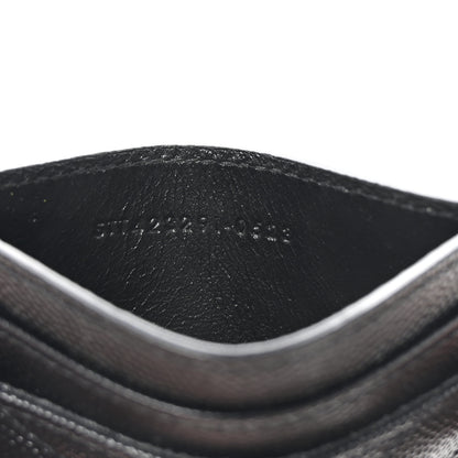 Saint Laurent Grain De Poudre Matelasse Chevron Monogram Credit Card Case Black 7 of 8