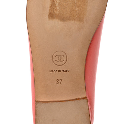 Chanel Goatskin Cap Toe CC Ballerina Flats 37 Pink 8 of 11