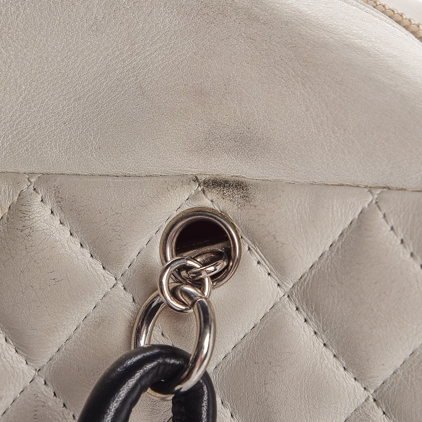 Calfskin Python Quilted Large Cambon Bowler White