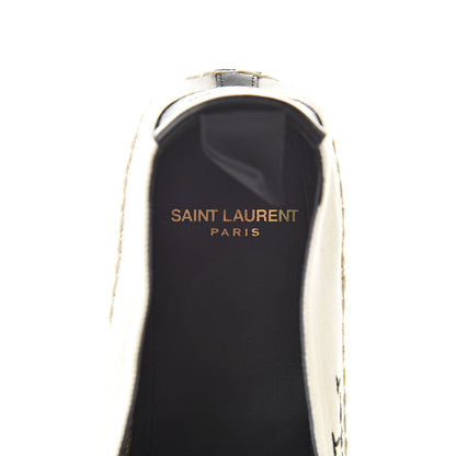 Saint Laurent Canvas Nappa Elba Light Logo Embroidered Espadrilles 39 Panna 7 of 8