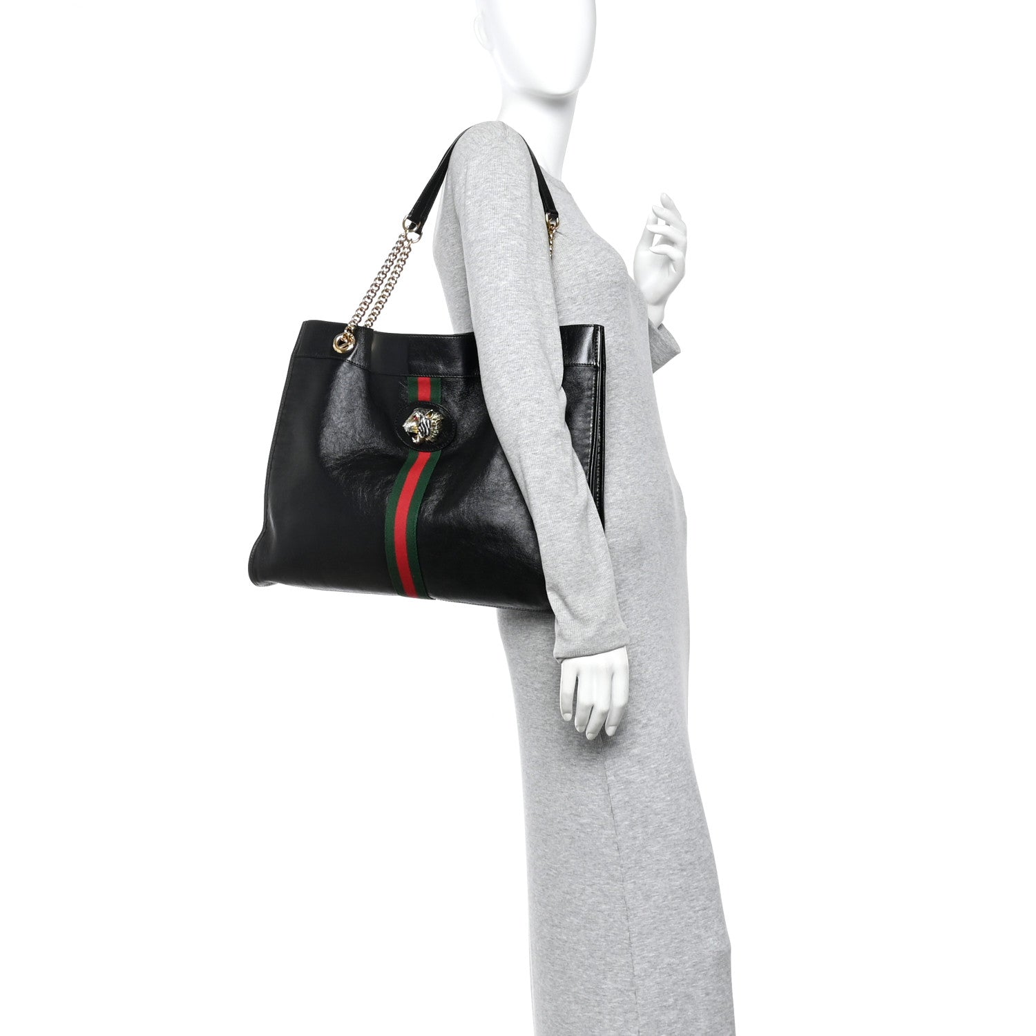 Gucci Calfskin Large Rajah Chain Tote Black 2 of 10