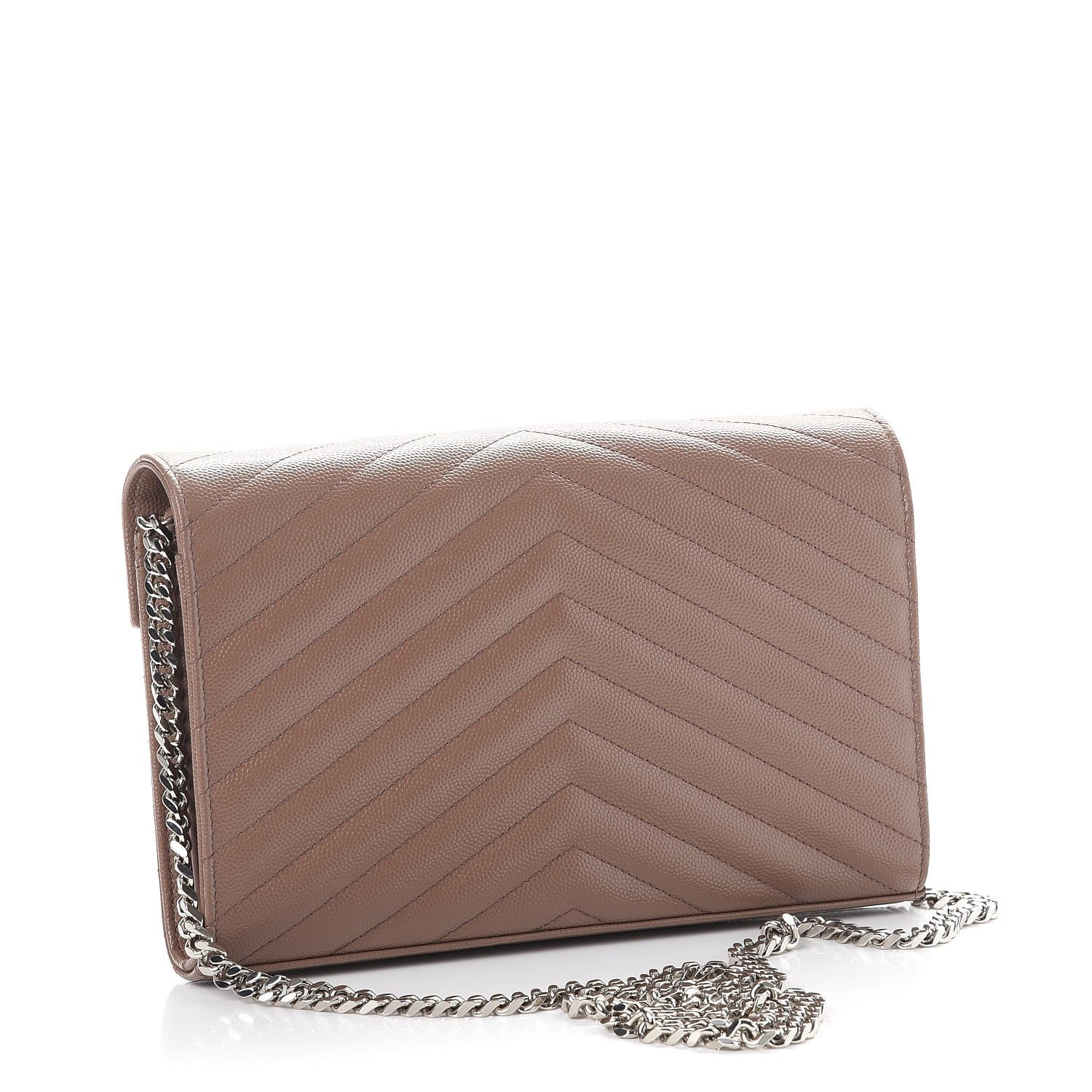 Saint Laurent Grain De Poudre Matelasse Chevron Monogram Chain Wallet Fard 3 of 13