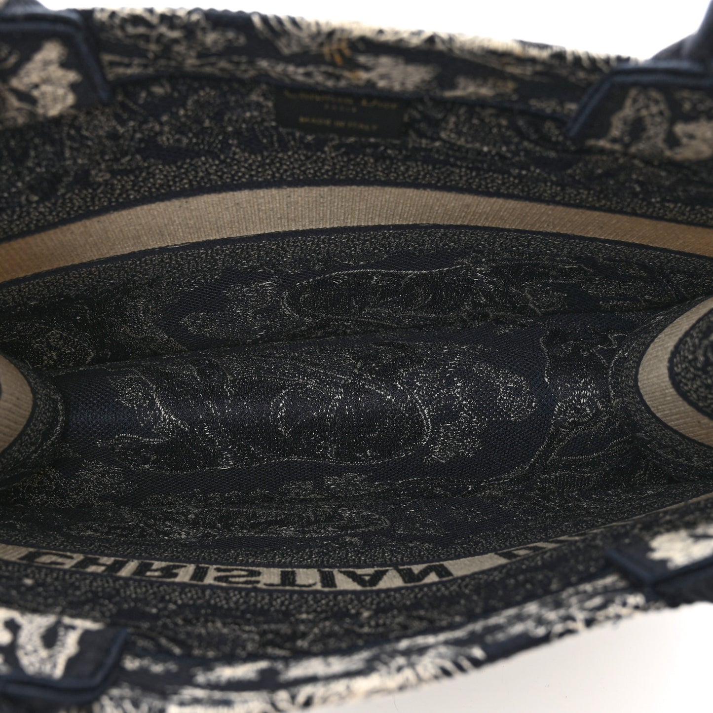 Canvas Embroidered Medium Toile De Jouy Reverse Book Tote Blue