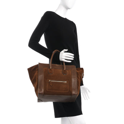 Celine Smooth Calfskin Suede Mini Luggage Khaki 2 of 20