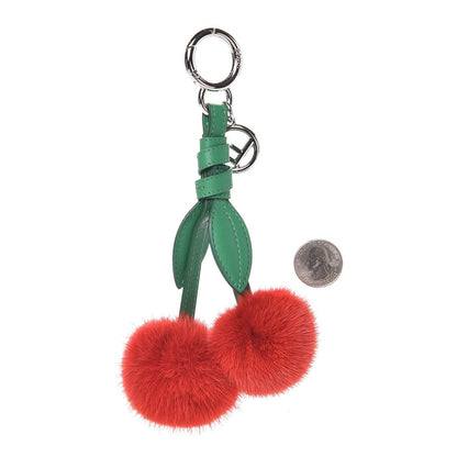 Fendi Mink Fur Vitello Dolce F is Fendi Cherry Bag Charm Strawberry Verde Band 2 of 4