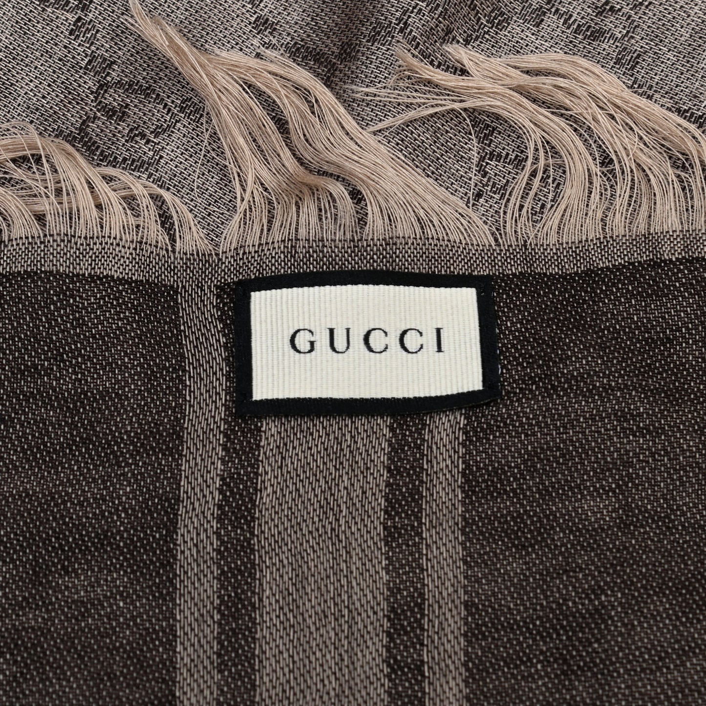 Wool Silk GG Monogram Diamante Plaid Surviee Shawl Beige Dark Brown