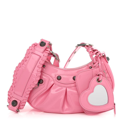 Balenciaga Patent Faux Leather Le Cagole Shoulder Bag XS Sweet Pink 1 of 9