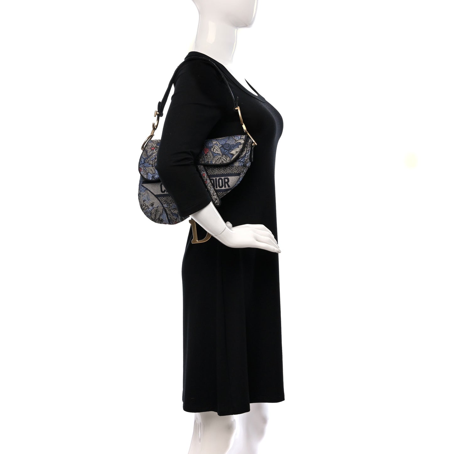 Canvas Embroidered Jardin Magique Saddle Bag Denim Multicolor