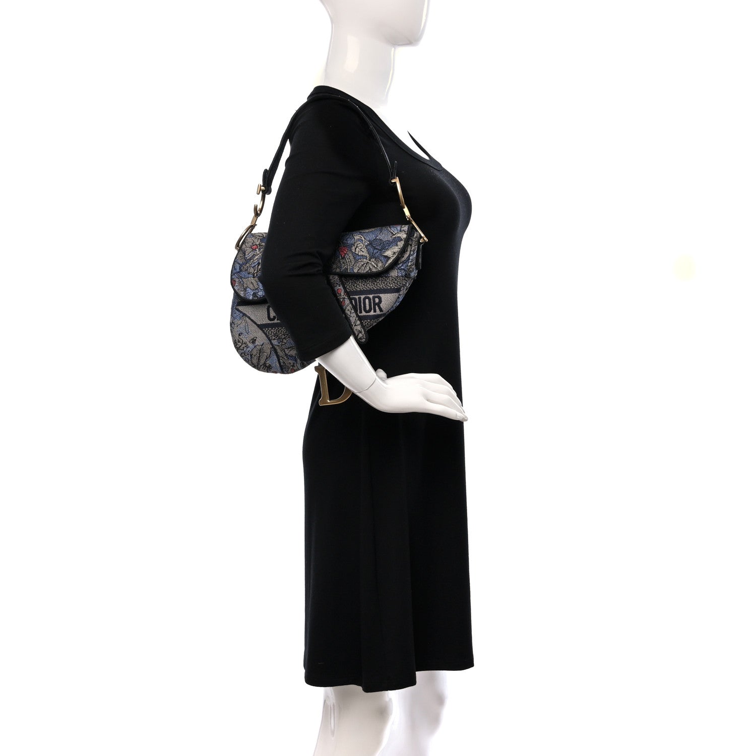 Christian Dior Canvas Embroidered Jardin Magique Saddle Bag Denim Multicolor 2 of 9