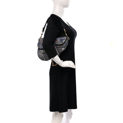 Christian Dior Canvas Embroidered Jardin Magique Saddle Bag Denim Multicolor 2 of 9