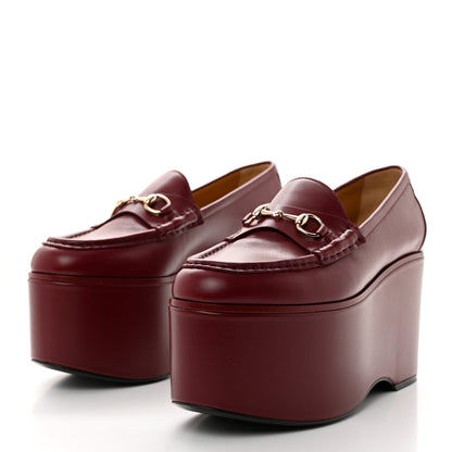 Gucci Ancora Calfskin Womens Horsebit Platform Loafers 38 Rosso 4 of 9