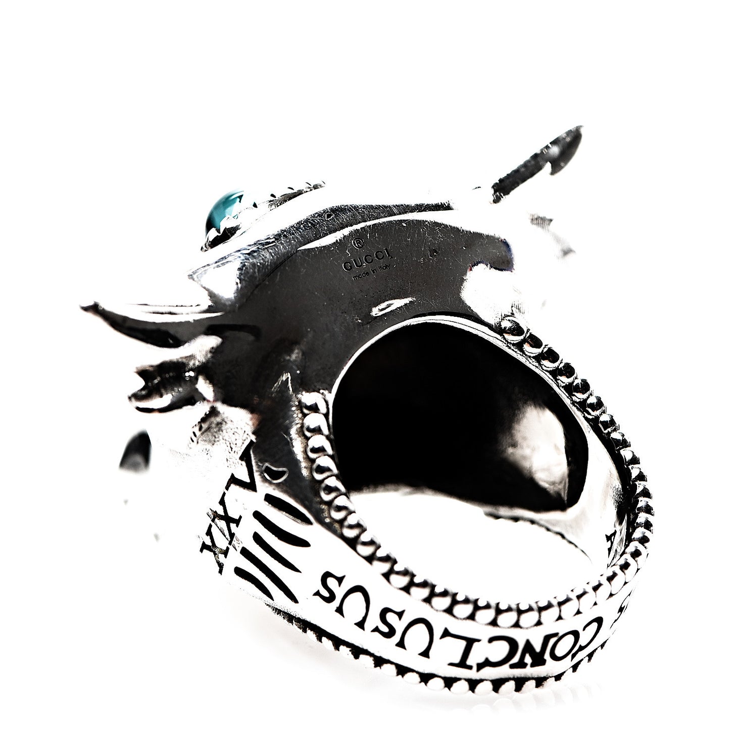 Sterling Silver Resin Anger Forest Bull's Head Ring 50 5.25