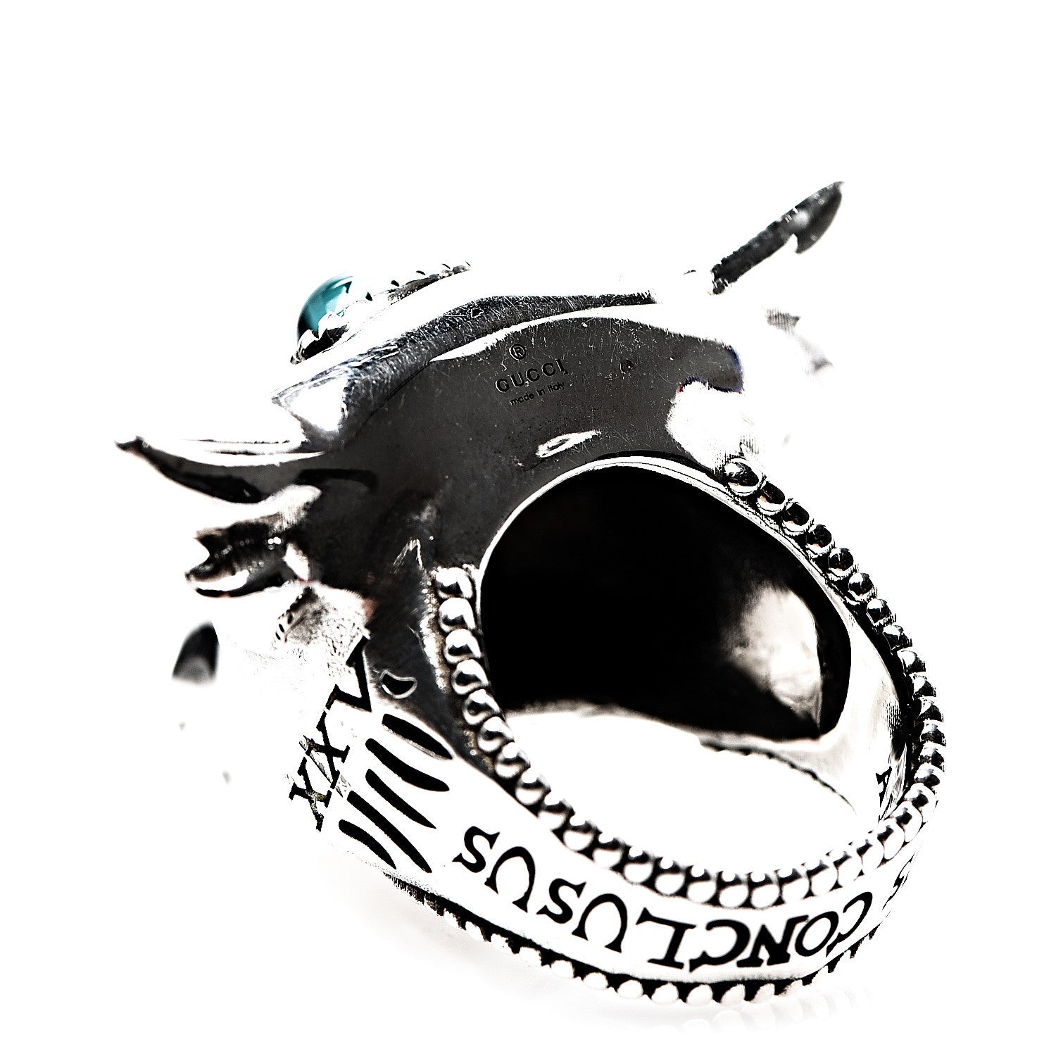Gucci Sterling Silver Resin Anger Forest Bull's Head Ring 50 5.25 6 of 7